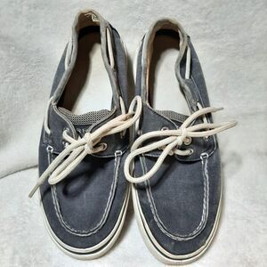 Sperry Top Sider Mens Boat Shoes Slip On Casual Grey/Blue Canvas 0777914 Sz 7